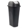 Black Slim 11-Gallon Wastebasket With Silver Flap Lid