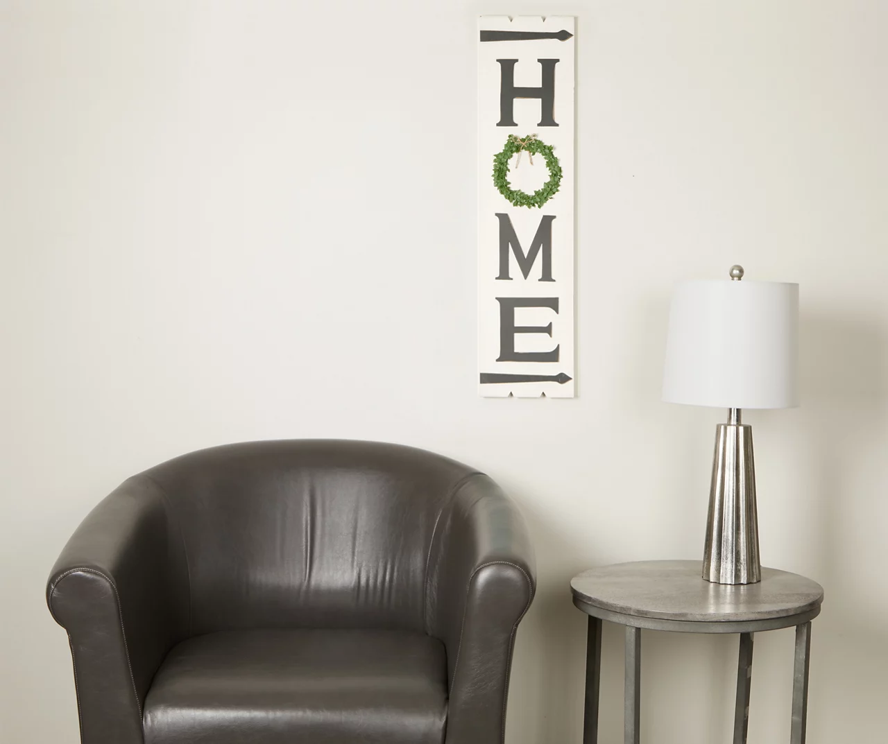 "Home" Wreath Whitewash Long Wall Plaque - Image 3