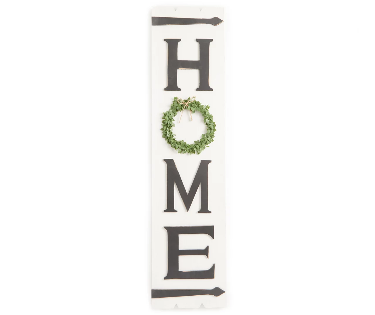 "Home" Wreath Whitewash Long Wall Plaque