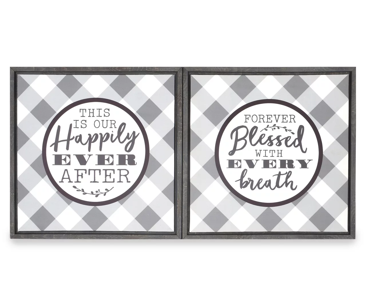"Happily Ever After" Buffalo Check Canvas 2-Piece Set