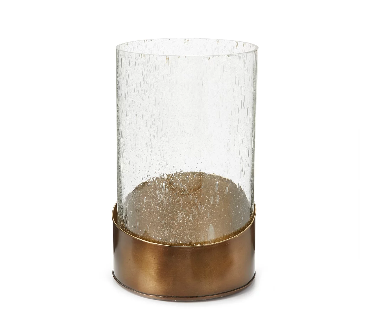 Brass Base Glass Hurricane, (10")