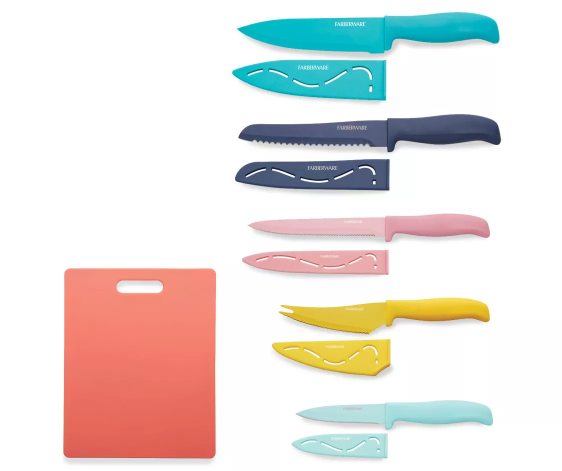 Pastel 11-Piece Knives & Cutting Board Set