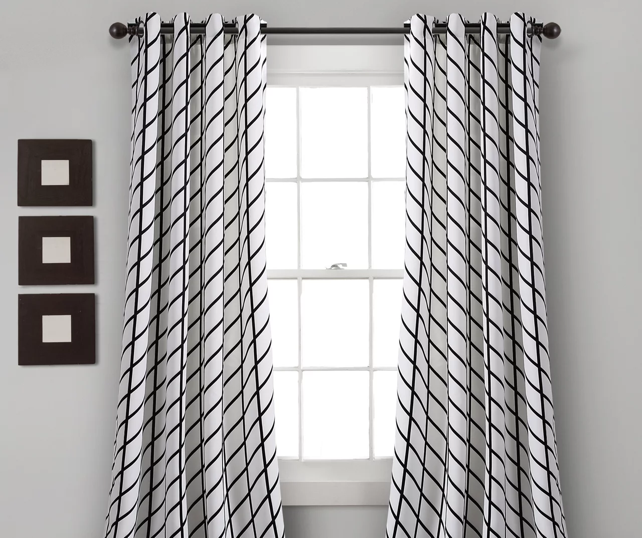 Feather Arrow Geo White & Black Room-Darkening Grommet Curtain Panel Pair - Image 2