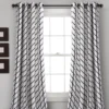 Feather Arrow Geo White & Black Room-Darkening Grommet Curtain Panel Pair