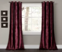 Prima Velvet Plum Room-Darkening Grommet Curtain Panel Pair, (95")