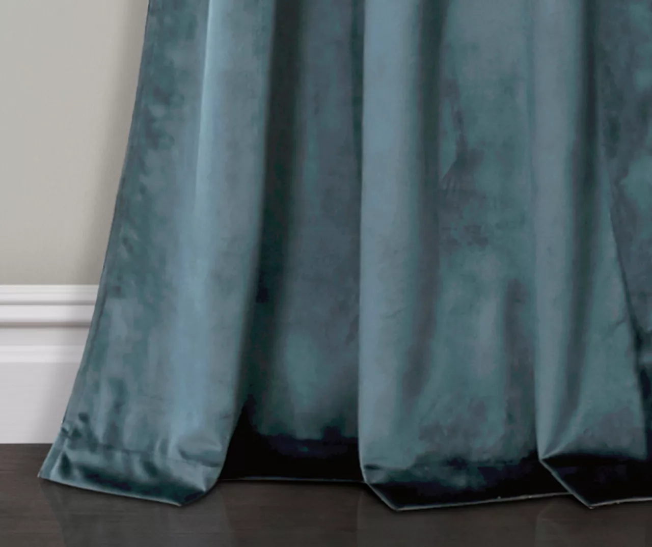 Prima Velvet Slate Blue Room-Darkening Grommet Curtain Panel Pair, (95") - Image 4