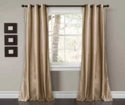 Prima Velvet Taupe Room-Darkening Grommet Curtain Panel Pair, (84")