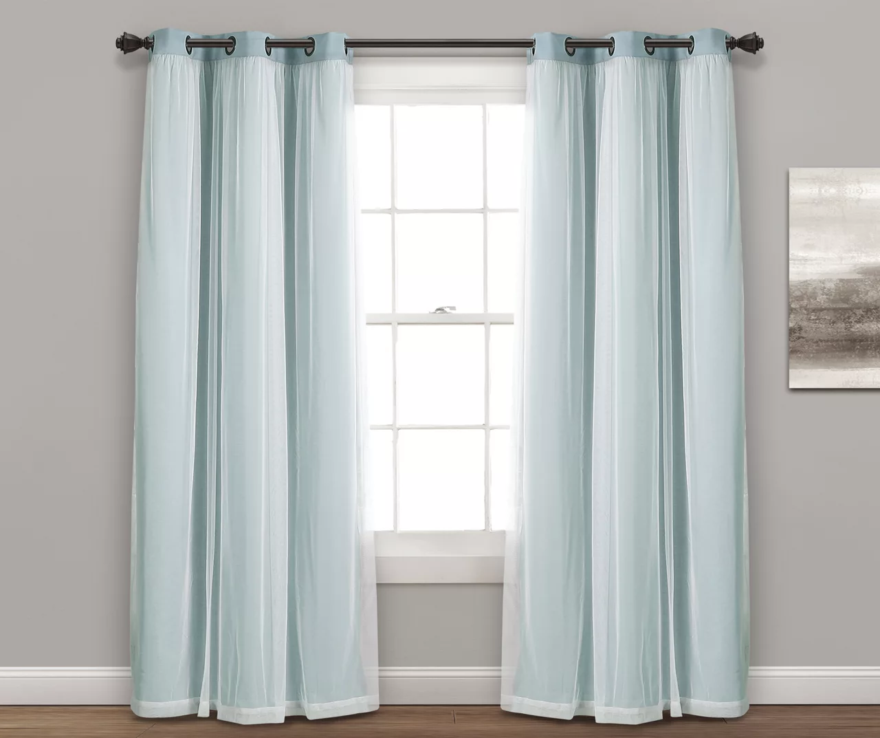 Lush Blackout Grommet Curtain Panel Pair With Sheer Overlay - Image 19