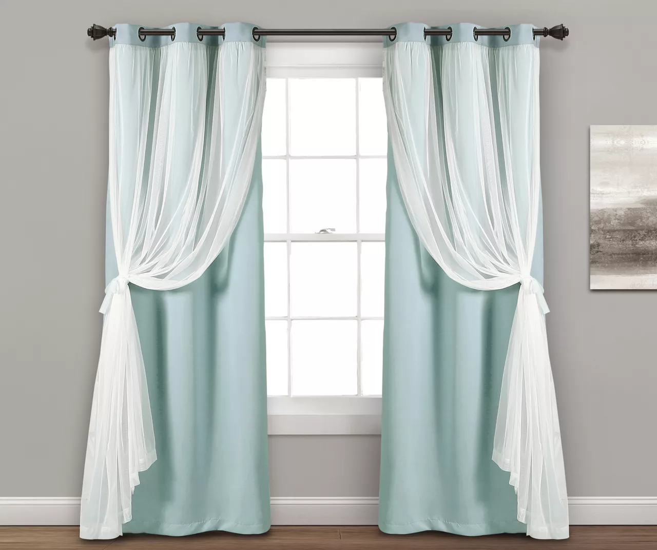 Lush Blackout Grommet Curtain Panel Pair With Sheer Overlay - Image 20