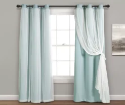 Lush Blackout Grommet Curtain Panel Pair With Sheer Overlay