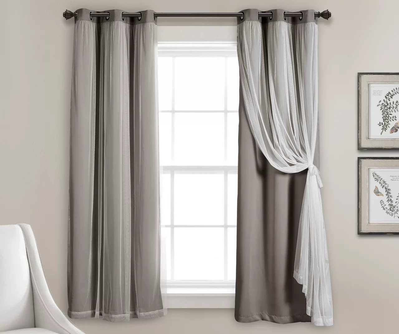 Lush Blackout Grommet Curtain Panel Pair With Sheer Overlay - Image 7