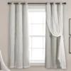 Lush Light Gray Blackout Grommet Curtain Panel Pair With Sheer Overlay, (63")