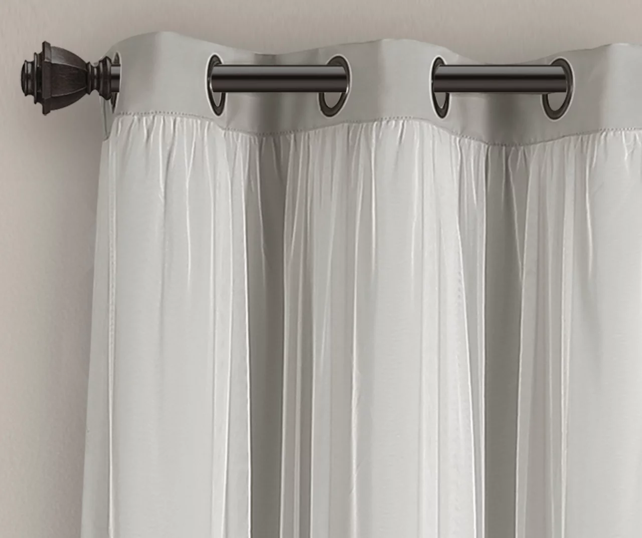 Lush Light Gray Blackout Grommet Curtain Panel Pair With Sheer Overlay, (63") - Image 5