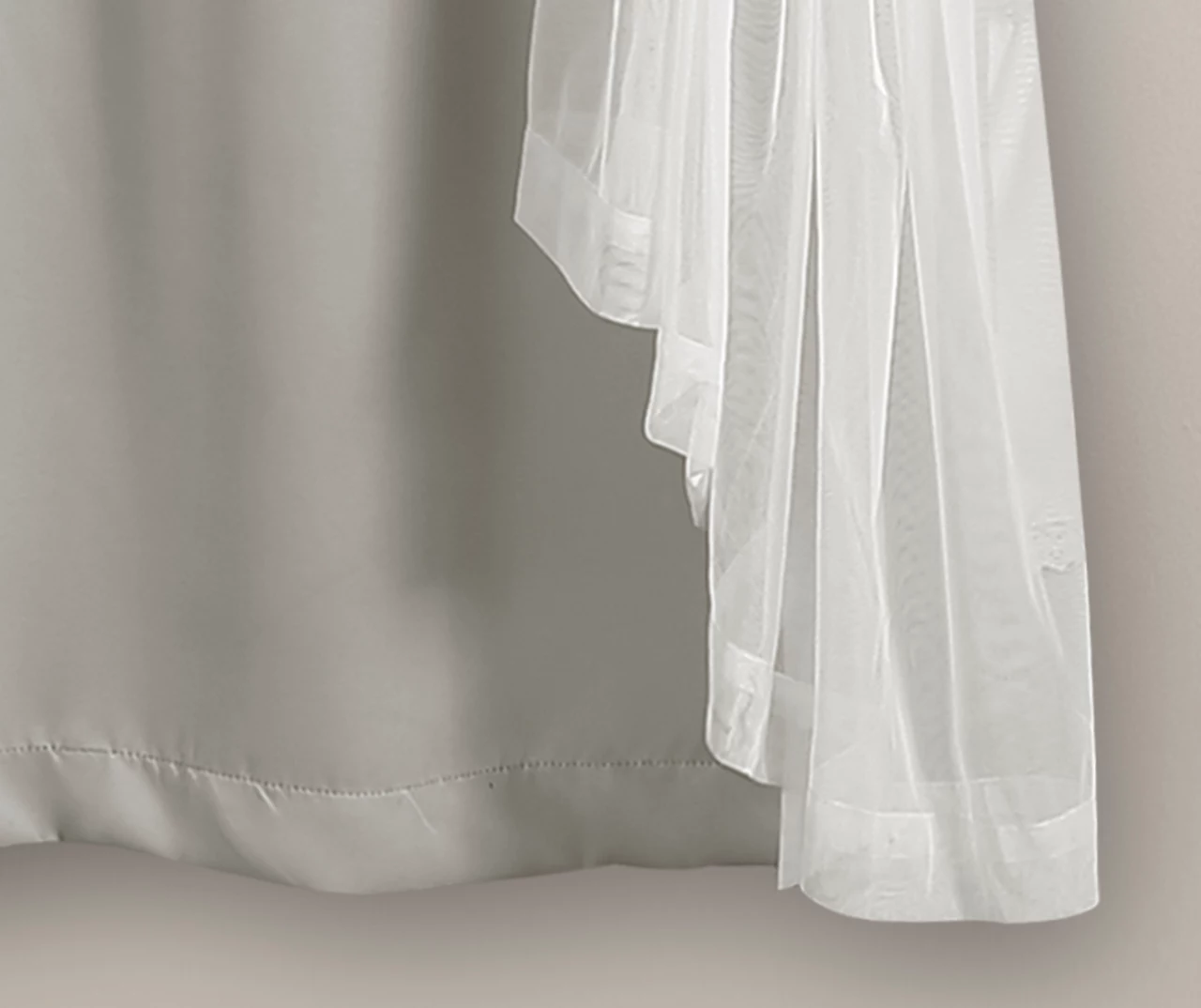 Lush Light Gray Blackout Grommet Curtain Panel Pair With Sheer Overlay, (63") - Image 6