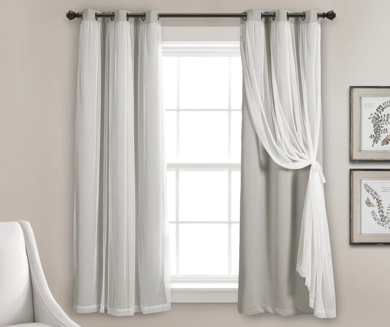 Lush Blackout Grommet Curtain Panel Pair With Sheer Overlay - Image 2