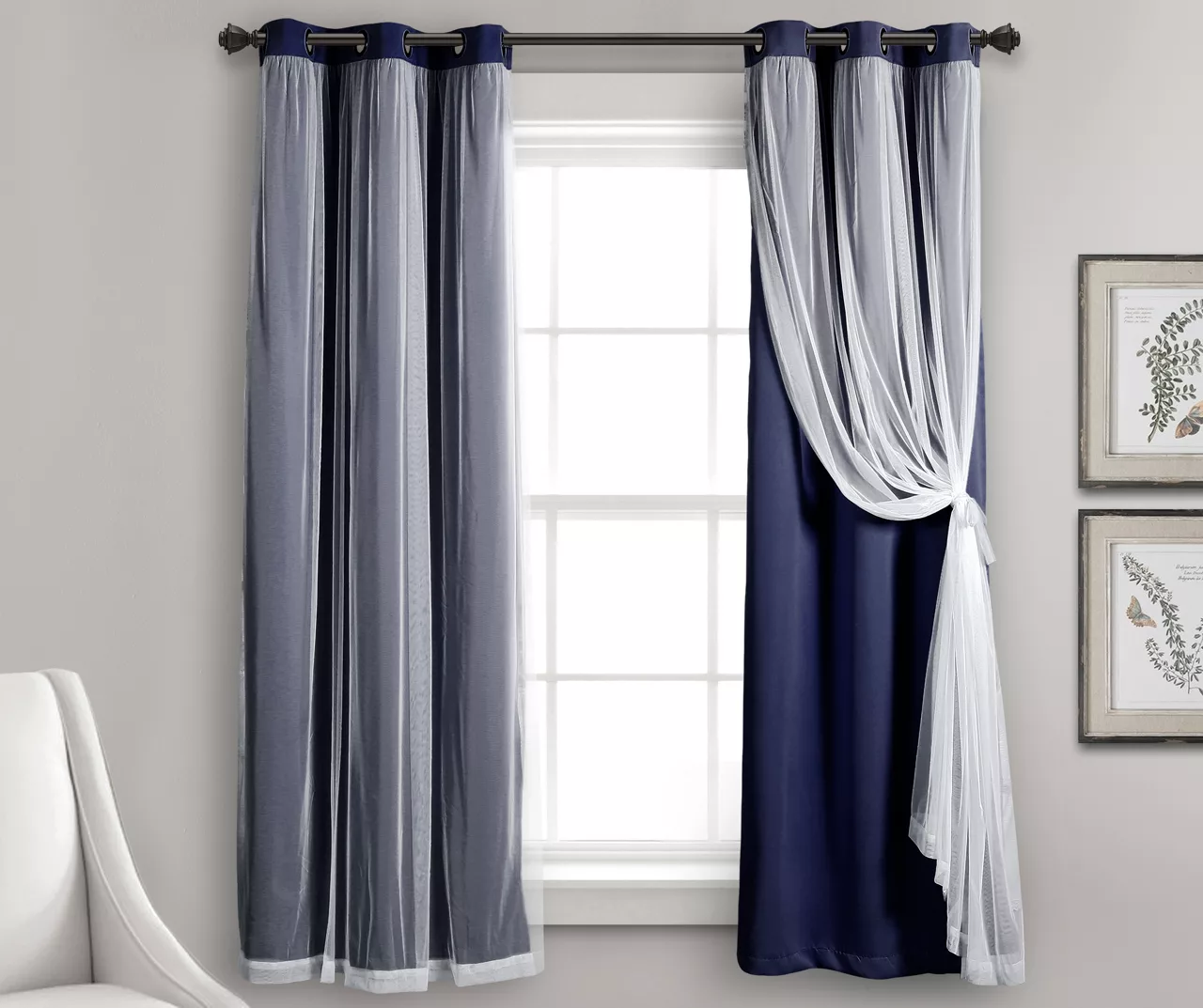 Lush Blackout Grommet Curtain Panel Pair With Sheer Overlay - Image 10