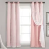 Lush Pink Blackout Grommet Curtain Panel Pair With Sheer Overlay, (63")