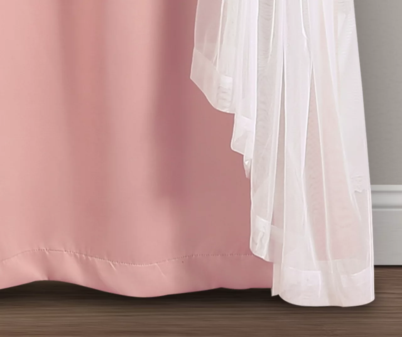 Lush Pink Blackout Grommet Curtain Panel Pair With Sheer Overlay, (84") - Image 6