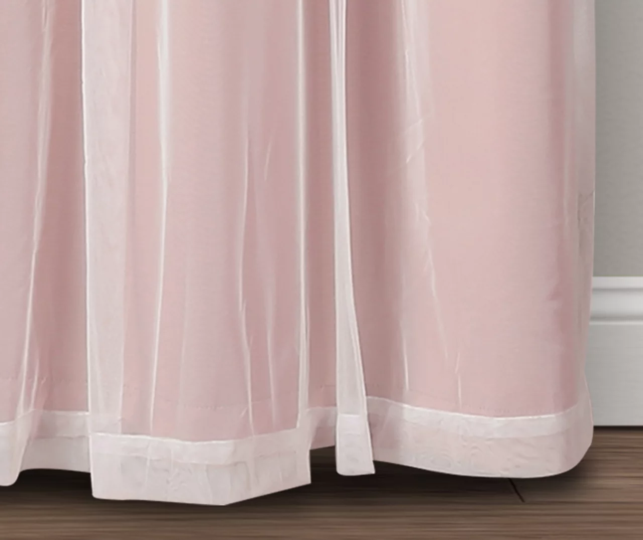 Lush Pink Blackout Grommet Curtain Panel Pair With Sheer Overlay, (84") - Image 7