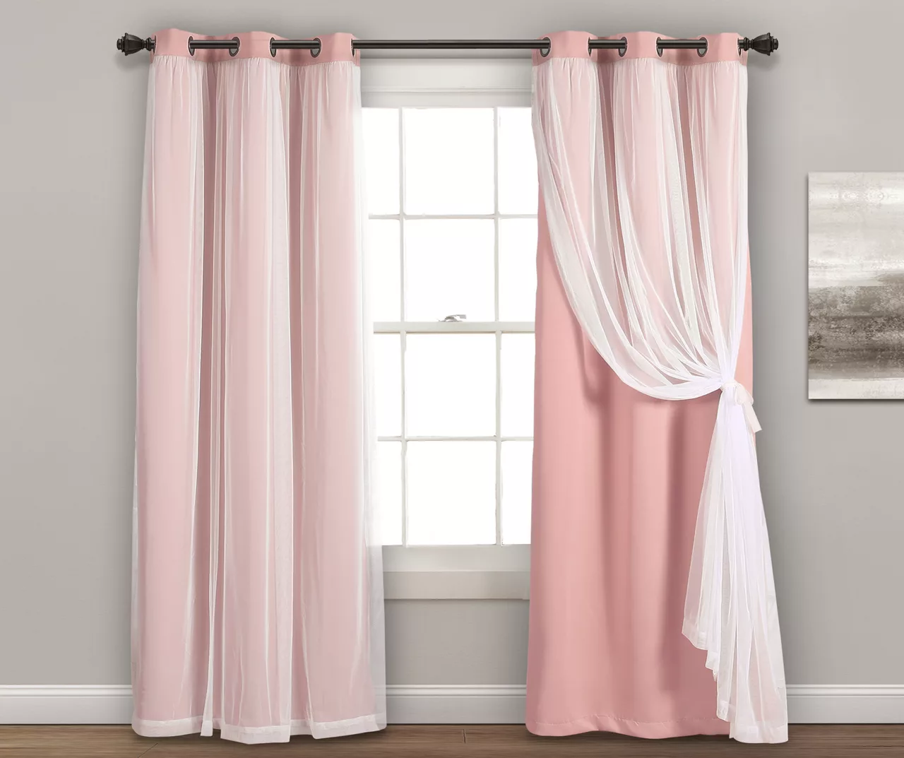 Lush Blackout Grommet Curtain Panel Pair With Sheer Overlay - Image 13