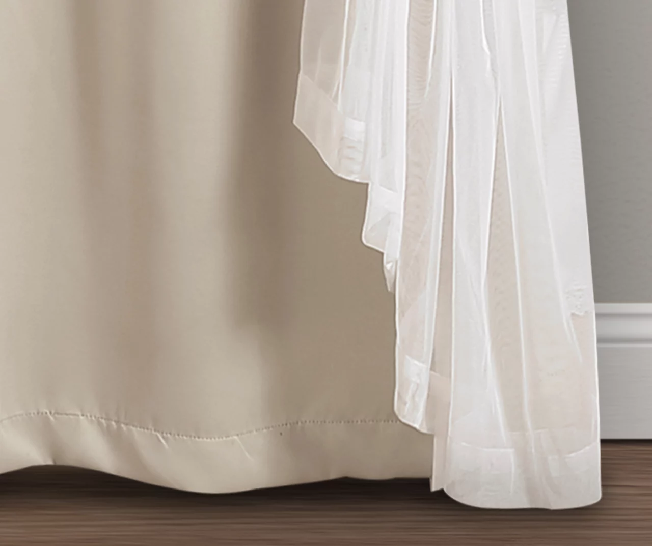 Lush Wheat Blackout Grommet Curtain Panel Pair With Sheer Overlay, (108") - Image 6