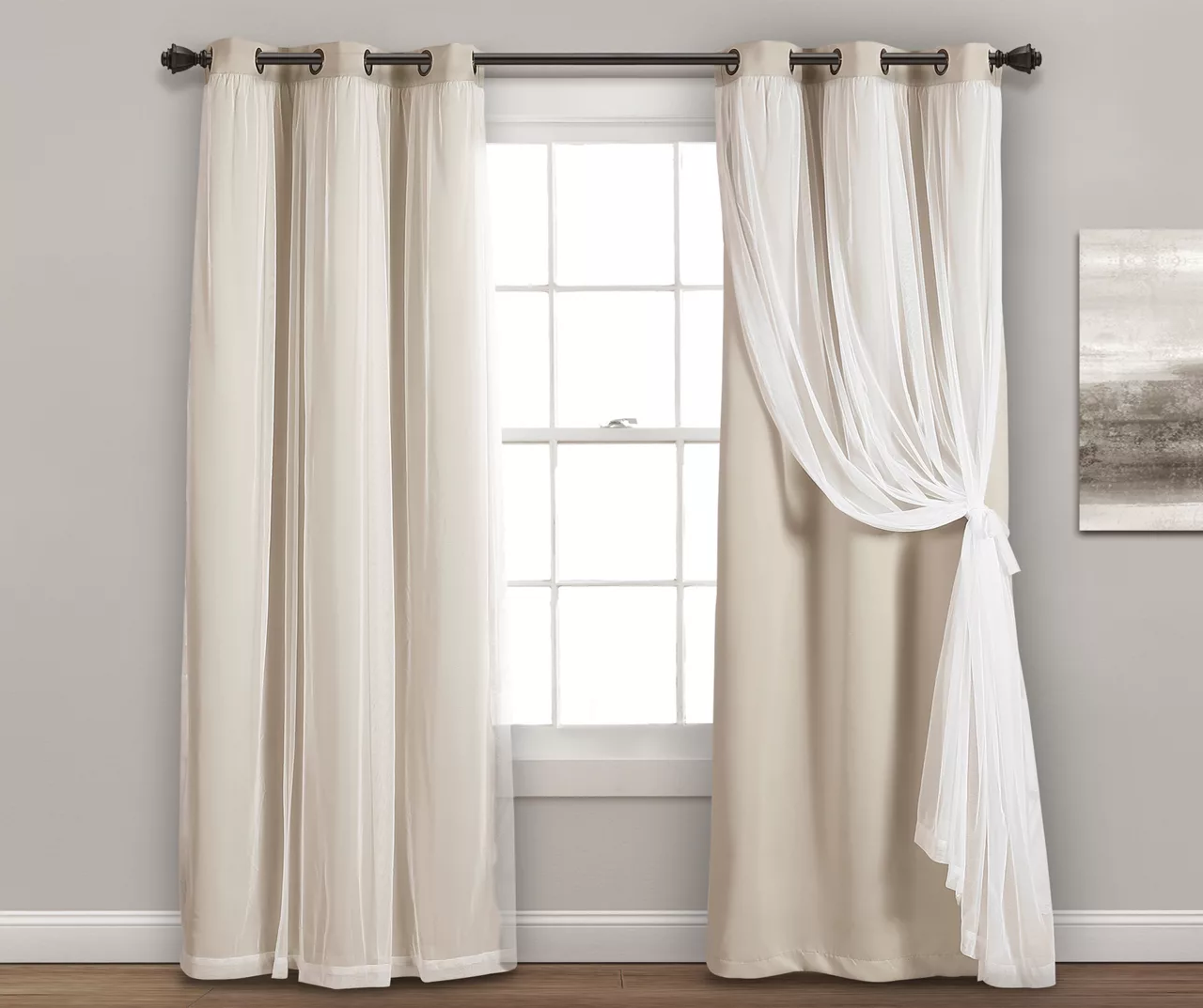 Lush Blackout Grommet Curtain Panel Pair With Sheer Overlay - Image 17