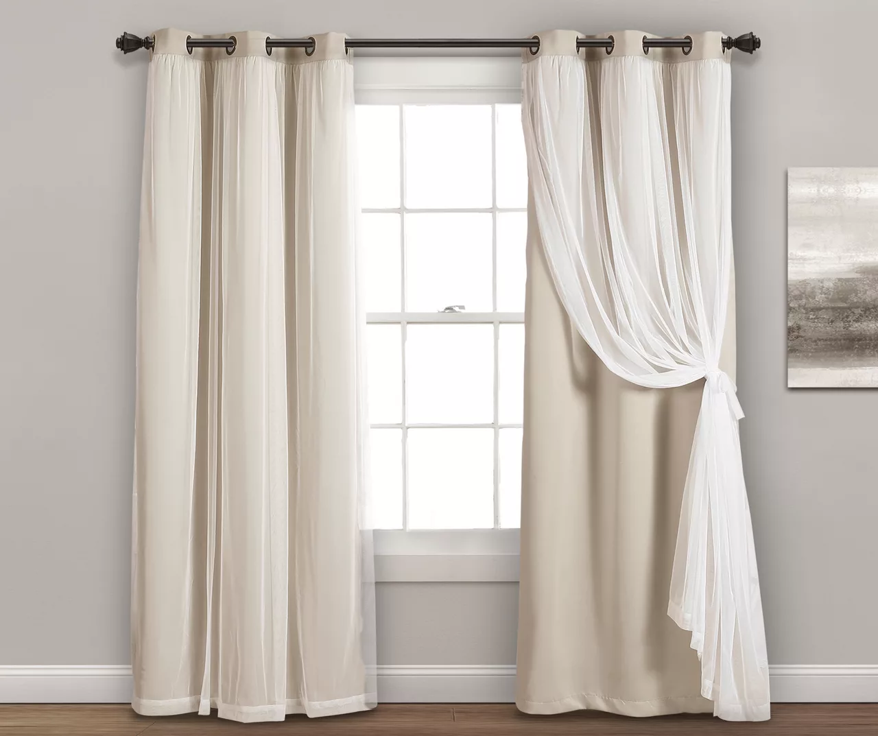 Lush Blackout Grommet Curtain Panel Pair With Sheer Overlay - Image 15