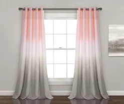 Umbre Fiesta Blush & Gray Ombre Room-Darkening Grommet Curtain Panel Pair, (84")