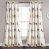 Rowley Birds Yellow & Gray Room-Darkening Rod Pocket Curtain Panel Pair, (84")