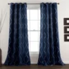 Swirl Navy Room-Darkening Grommet Curtain Panel Pair, (84")