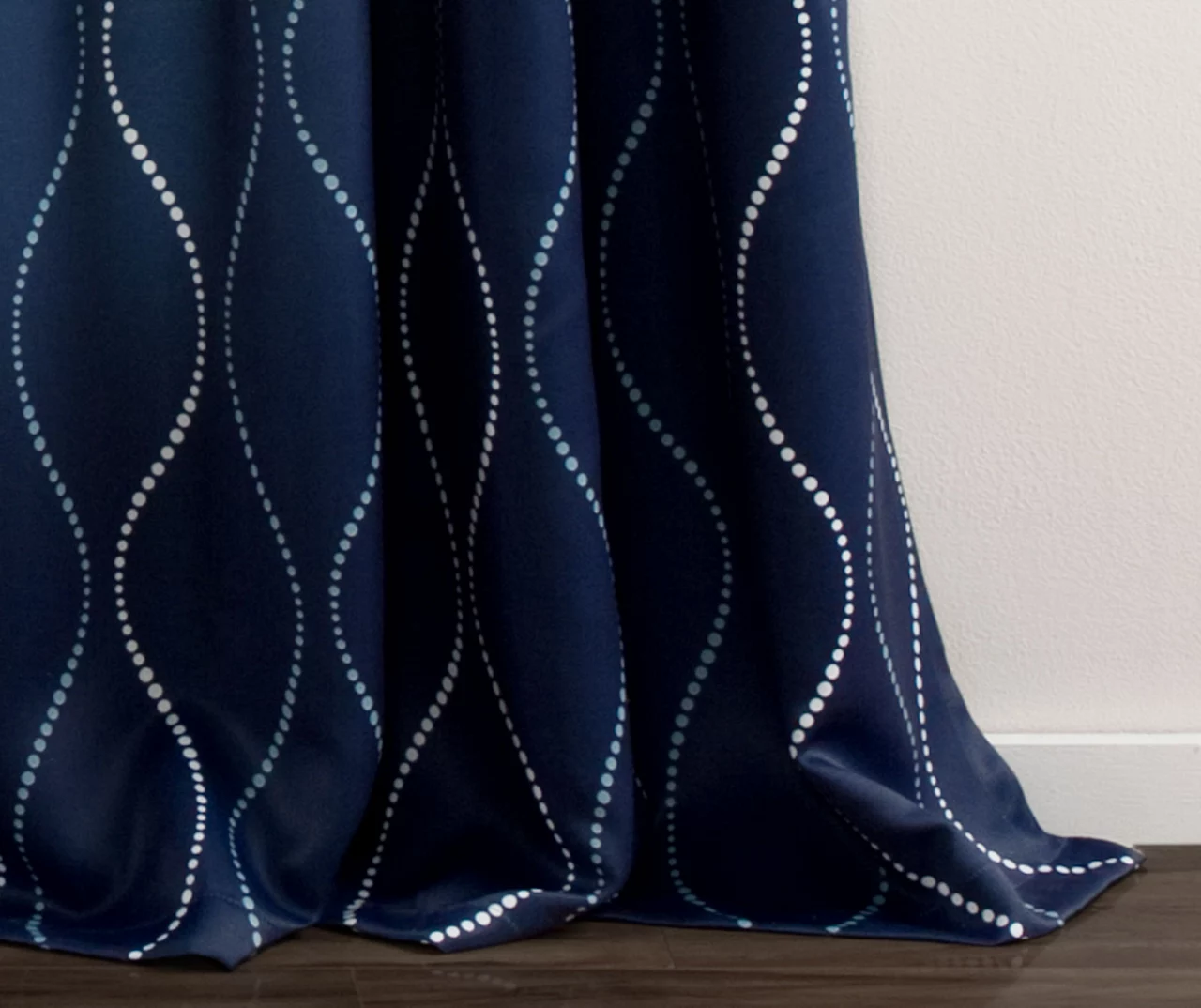 Swirl Navy Room-Darkening Grommet Curtain Panel Pair, (84") - Image 3