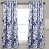 Cynthia Jacobean Blue Room-Darkening Rod Pocket Curtain Panel Pair, (63")