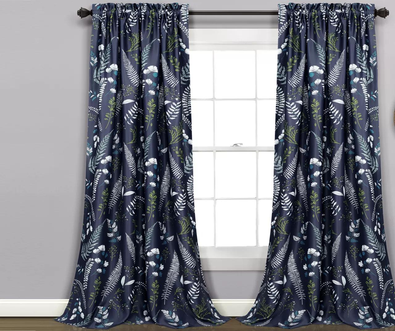 Devonia Allover Floral Room-Darkening Rod Pocket Curtain Panel Pair - Image 2