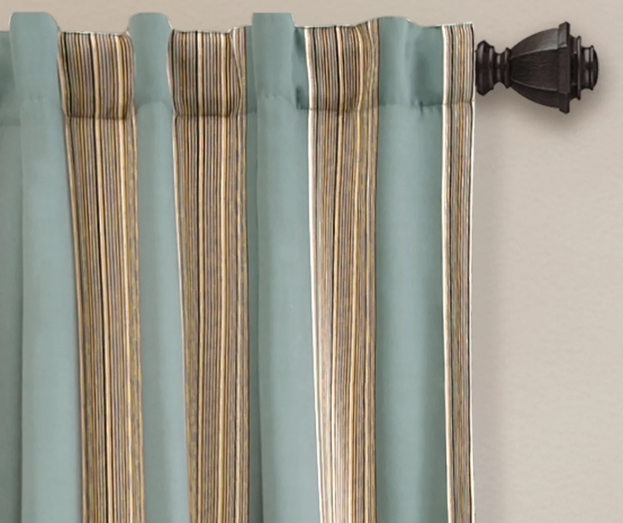 Julia Stripe Blue Room-Darkening Back Tab Curtain Panel Pair, (84") - Image 2