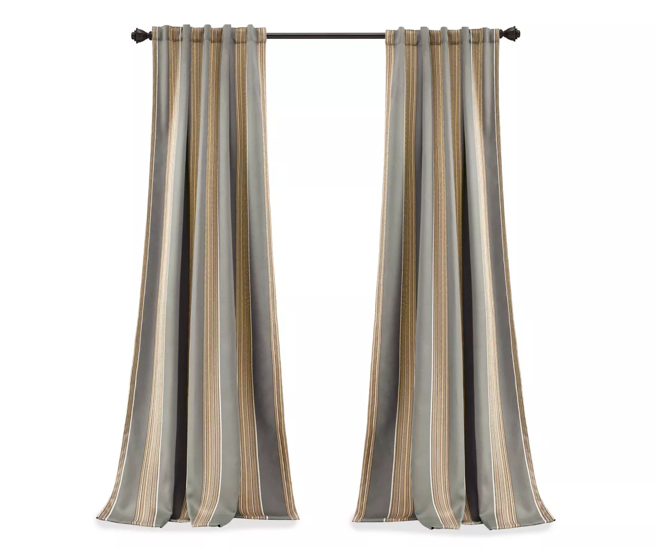 Julia Stripe Gray Room-Darkening Back Tab Curtain Panel Pair, (84") - Image 8