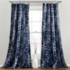 Forest Navy Room-Darkening Rod Pocket Curtain Panel Pair, (95")