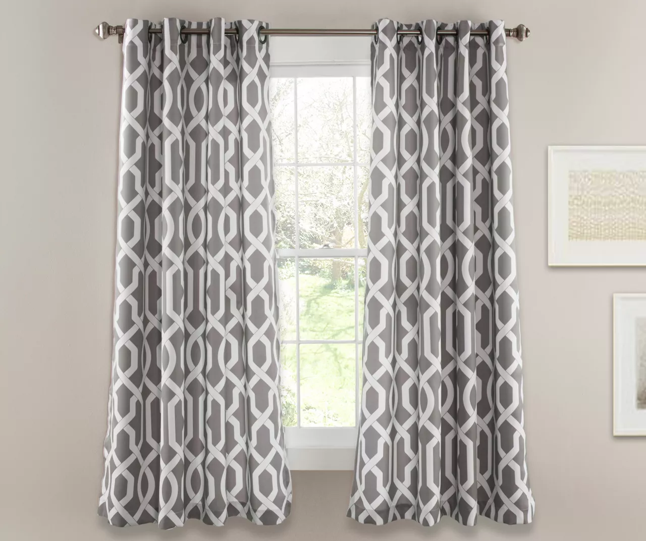 Edward Trellis Room-Darkening Grommet Curtain Panel Pair
