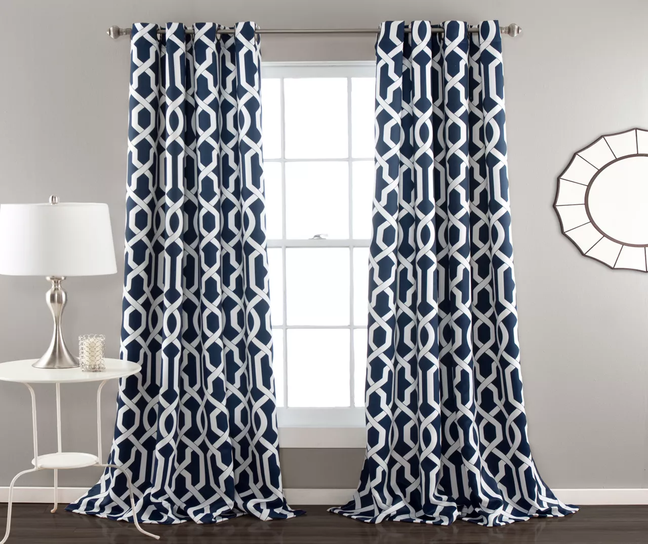 Edward Trellis Room-Darkening Grommet Curtain Panel Pair - Image 2