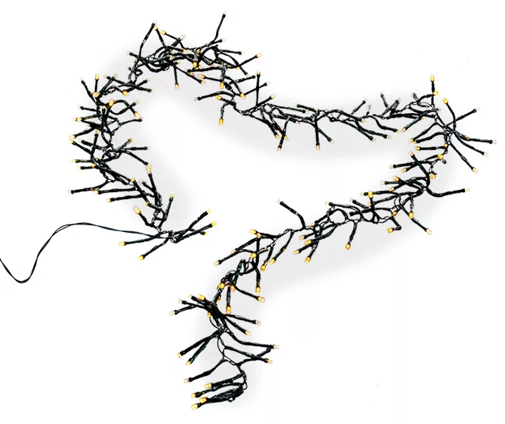 Warm White 8-Function LED Garland Light Set With Green Wire, 180-Lights