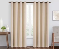 Round & Round Ecru Blackout Grommet Curtain Panel, (108")