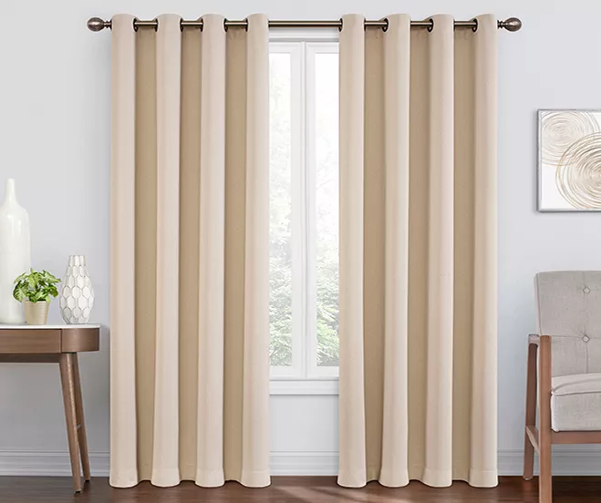 Round & Round Ecru Blackout Grommet Curtain Panel, (108")