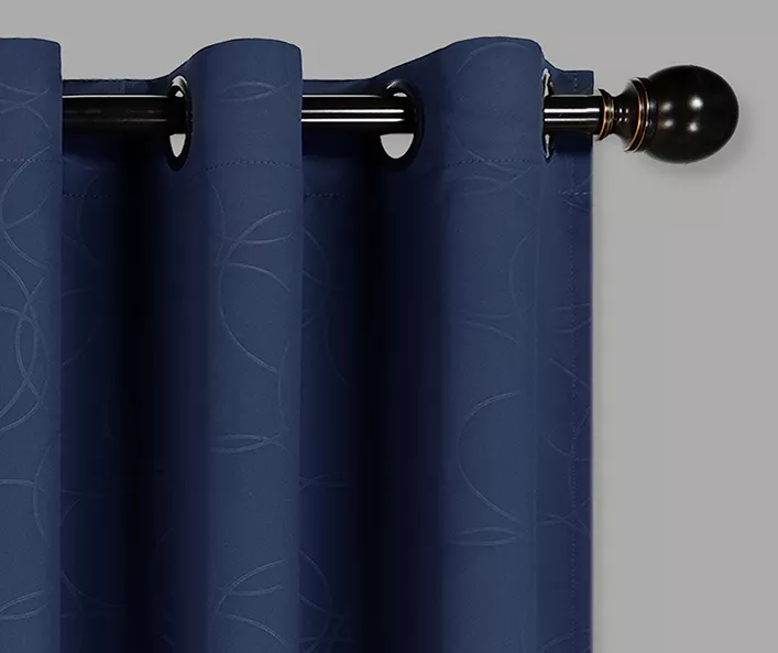 Round & Round Navy Blackout Grommet Curtain Panel, (108") - Image 2