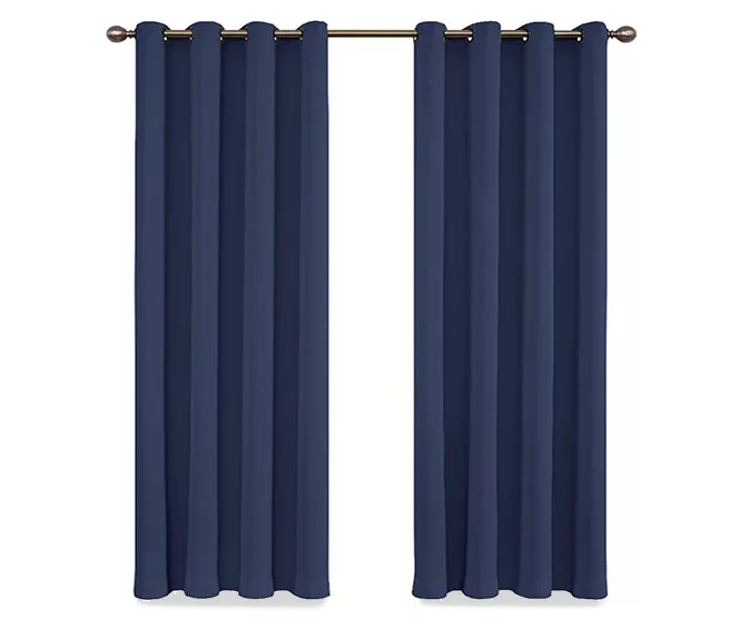 Round & Round Navy Blackout Grommet Curtain Panel, (108") - Image 4