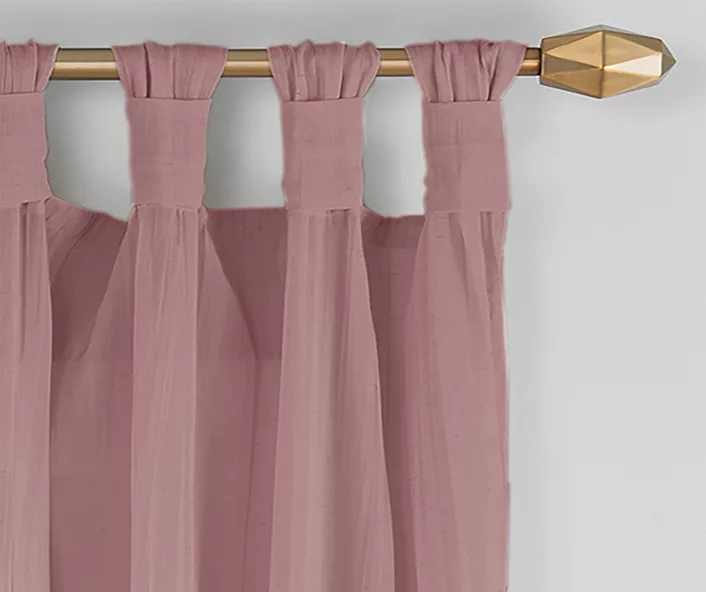 Priya Dark Rose Semi-Sheer Tab Top Curtain Panel, (63") - Image 2