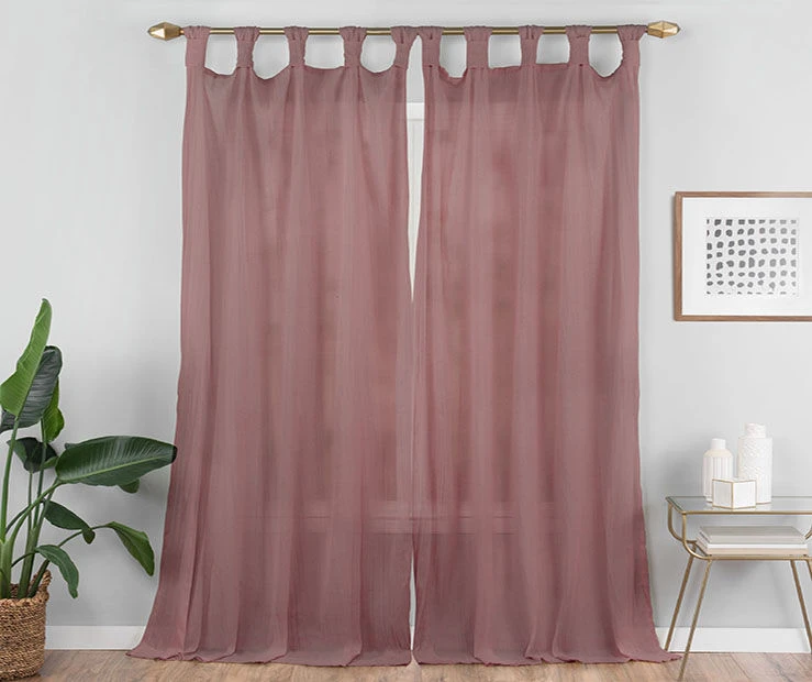 Priya Dark Rose Semi-Sheer Tab Top Curtain Panel, (63") - Image 5