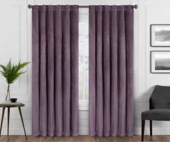 Harper Plum Velvet Blackout Rod Pocket Curtain Panel, (95")