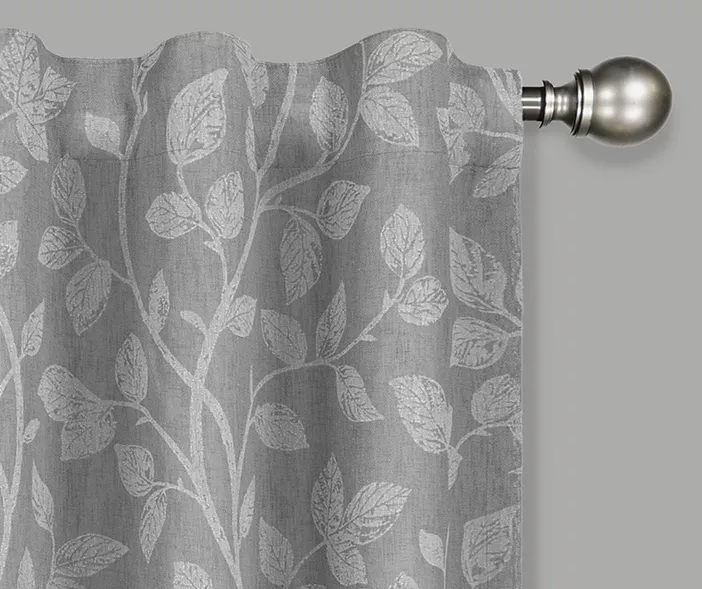 Nora Botanical Gray Blackout Rod Pocket Curtain Panel, (84") - Image 2
