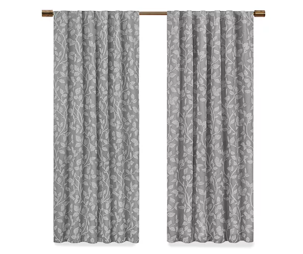 Nora Botanical Gray Blackout Rod Pocket Curtain Panel, (84") - Image 4