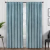 Harper Blue Velvet Blackout Rod Pocket Curtain Panel, (63")