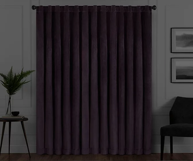Harper Plum Velvet Blackout Rod Pocket Curtain Panel, (84") - Image 6